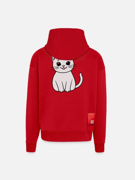 gray kitten - Zip Hoodie - made by SPREAD - red