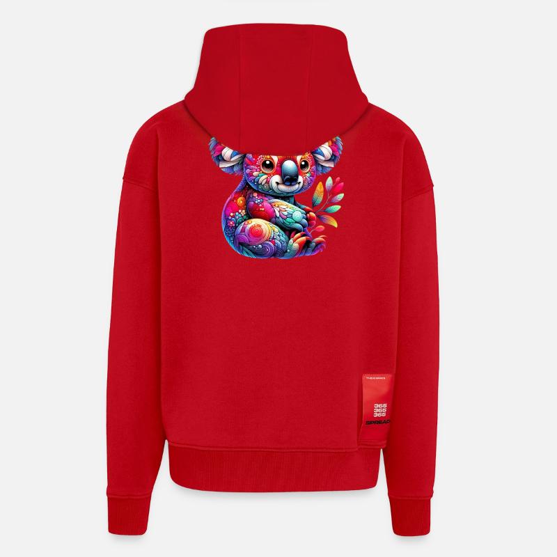 Koala - Veste à capuche bio épaisse oversize fabriqué en UE - rouge