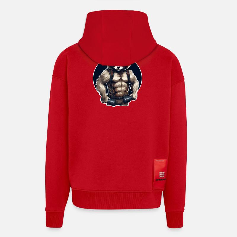 GYM Waschbär Training - Zip Hoodie - made by SPREAD - Rot