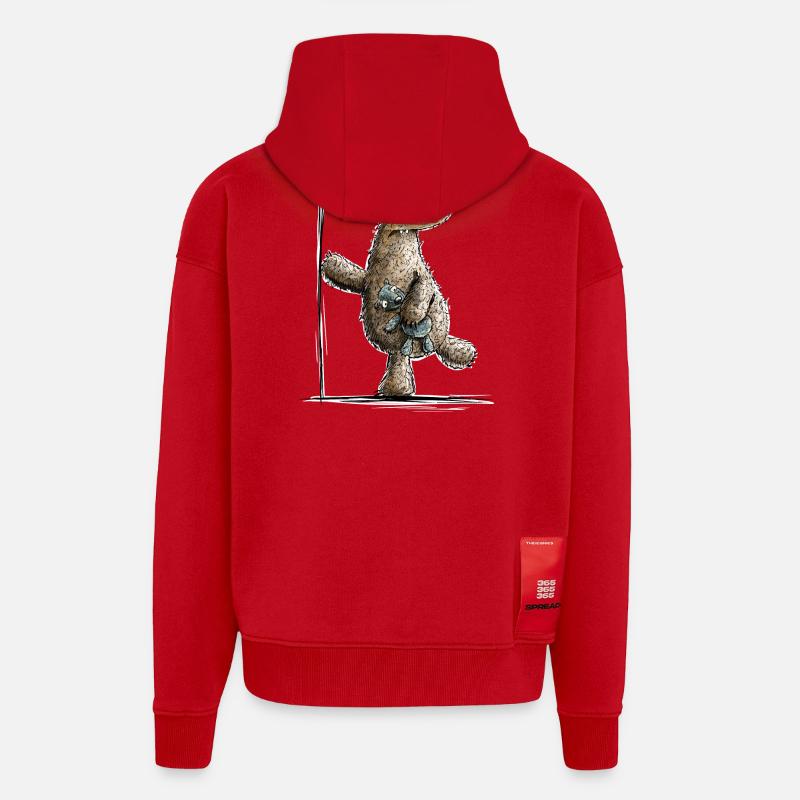 Drolliger Brauner Bär Mit Kuscheltier - Zip Hoodie - made by SPREAD - Rot