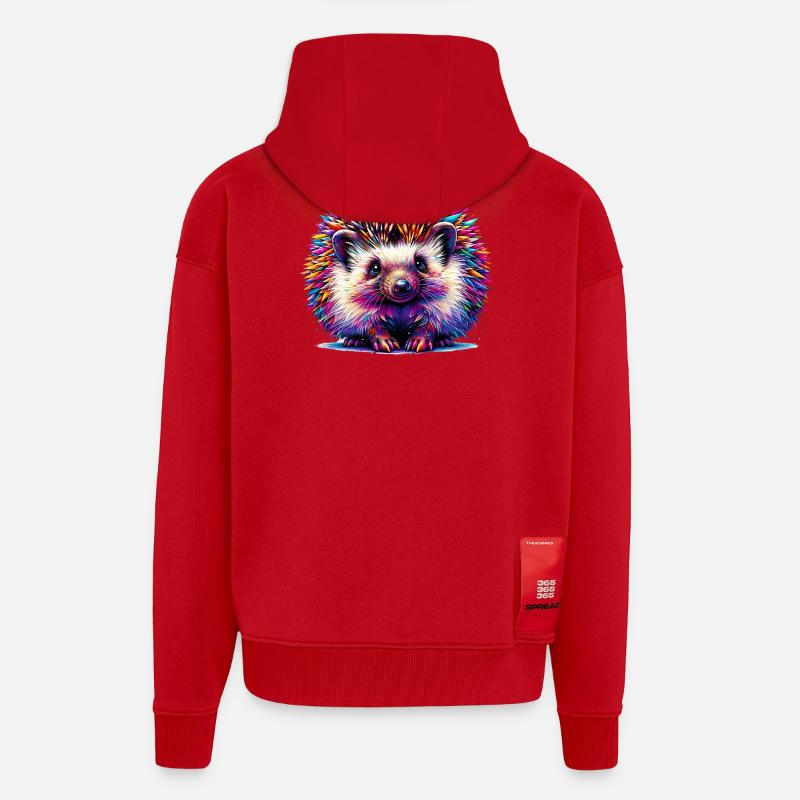 Hérisson - Veste à capuche bio épaisse oversize fabriqué en UE - rouge