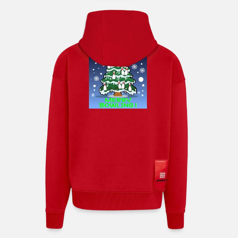 BOWLING DE L’ARBRE DE NOËL - Veste à capuche bio épaisse oversize fabriqué en UE - rouge