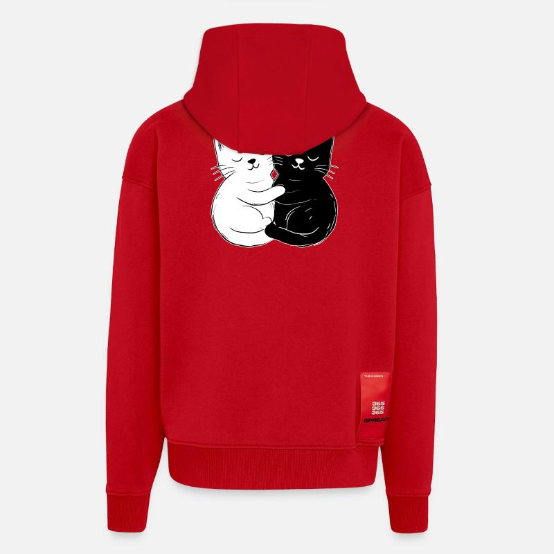 Chats mignons – simples et élégants - Veste à capuche bio épaisse oversize fabriqué en UE - rouge