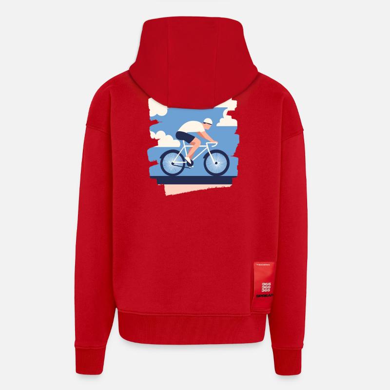 Vélo de route Vélo de route - Veste à capuche bio épaisse oversize fabriqué en UE - rouge