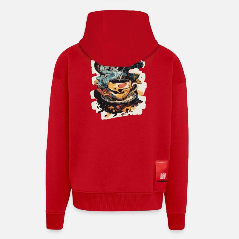 Café Café Amateurs de café - Veste à capuche bio épaisse oversize fabriqué en UE - rouge