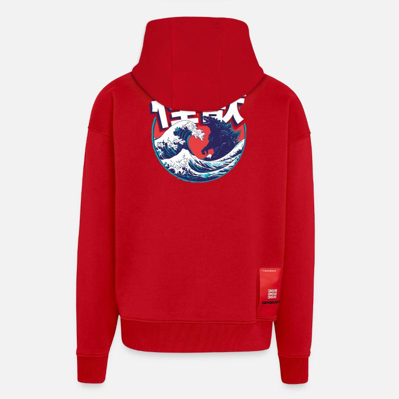 Kaiju - Veste à capuche bio épaisse oversize fabriqué en UE - rouge