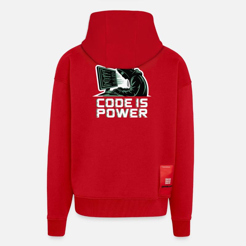 Cyber Hacker Code Unendliches Design - Zip Hoodie - made by SPREAD - Rot