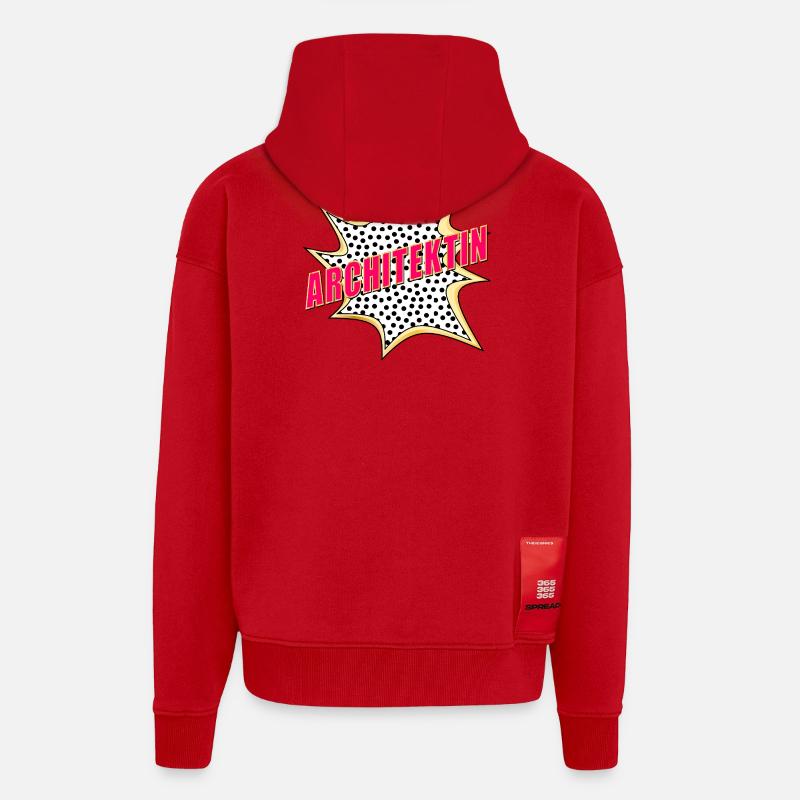 ARCHITECTE DE GESTION DE CONSTRUCTION POP-ART - Veste à capuche bio épaisse oversize fabriqué en UE - rouge
