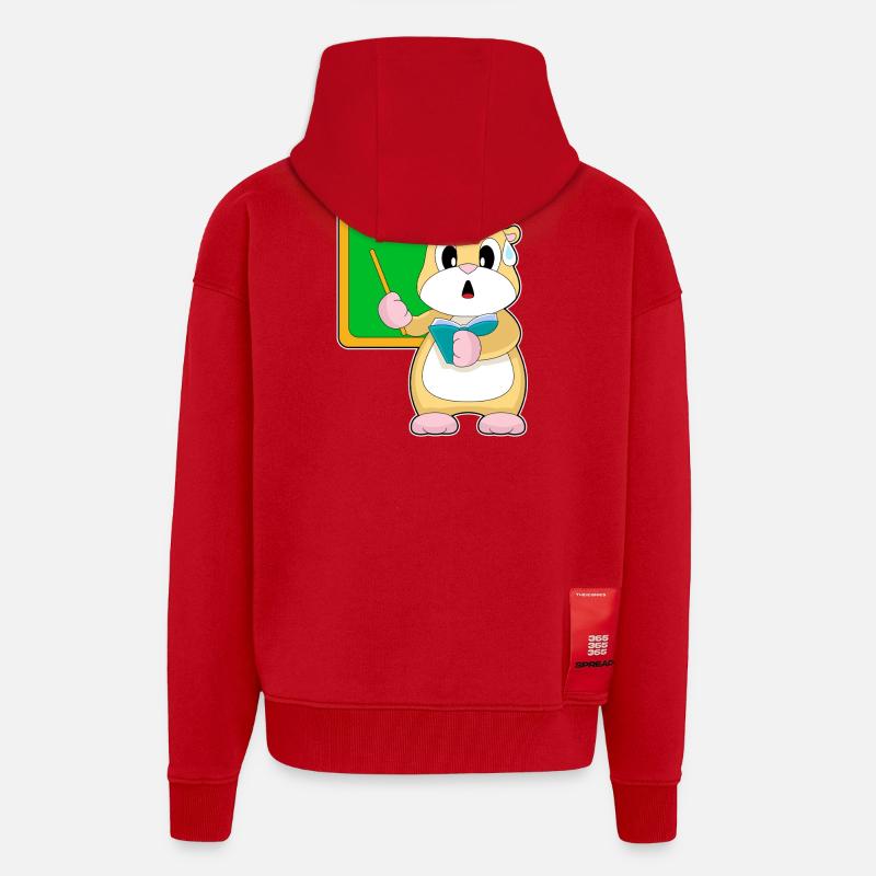Hamster Lehrer Schultafel Schule - Zip Hoodie - made by SPREAD - Rot