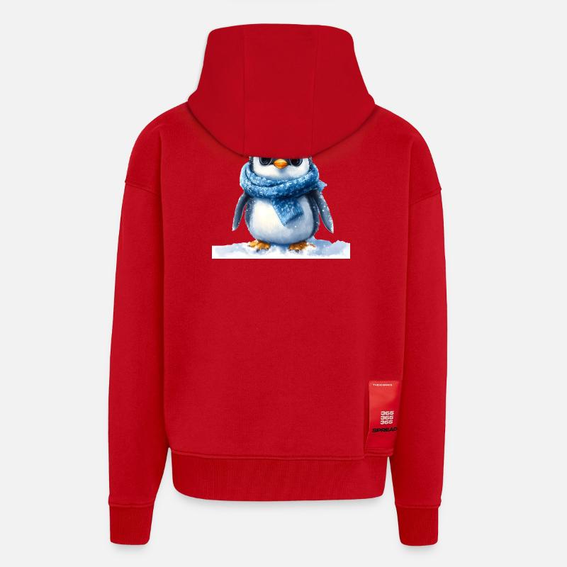 Niedlicher Pinguin mit Winteraccessoire - Zip Hoodie - made by SPREAD - Rot