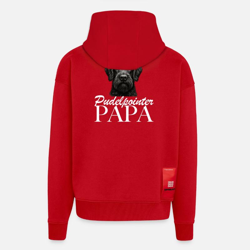 Papa caniche pointer - Veste à capuche bio épaisse oversize fabriqué en UE - rouge