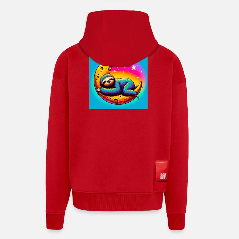 Faultier schläft auf dem Mond - Zip Hoodie - made by SPREAD - Rot