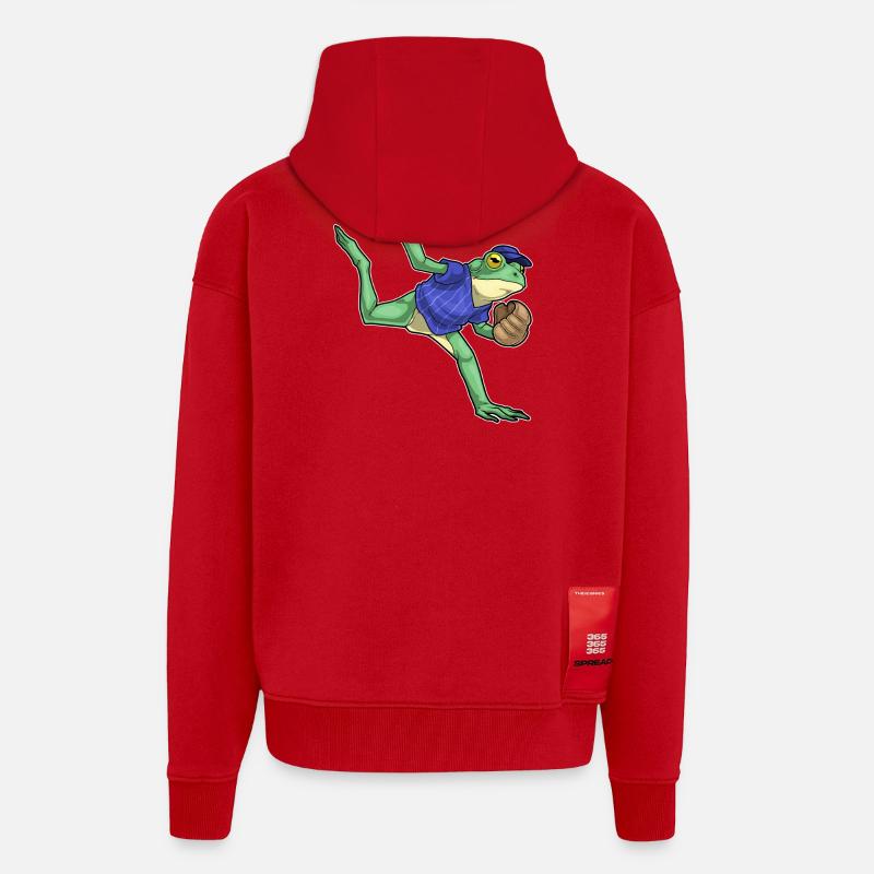 Frosch Baseball Baseballhandschuh - Zip Hoodie - made by SPREAD - Rot