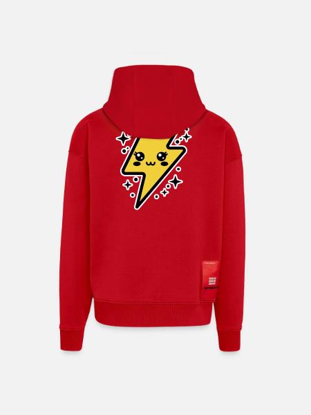 Entzückender Blitz mit Kawaii-Gesicht - Zip Hoodie - made by SPREAD - Rot