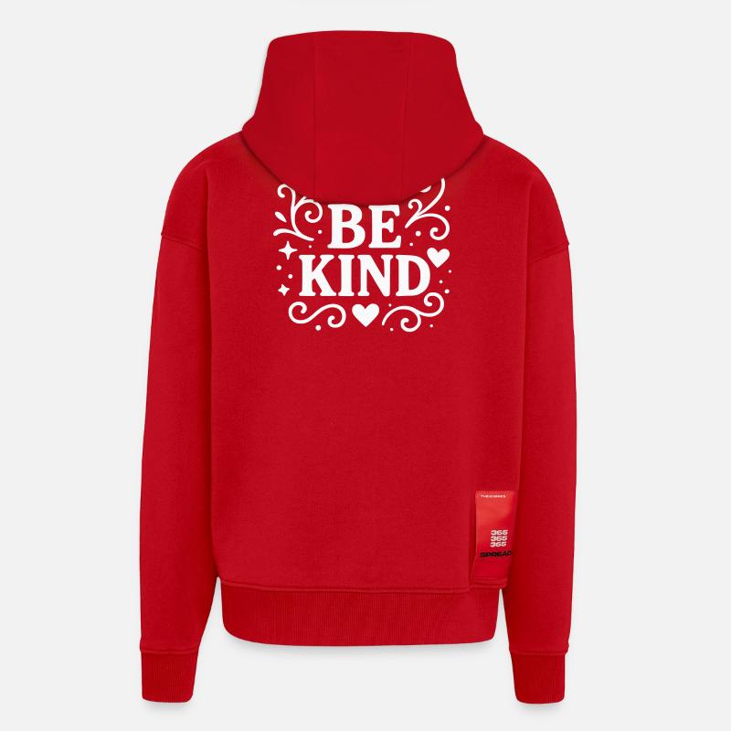 Be kind Statement mit Herzen - Zip Hoodie - made by SPREAD - Rot