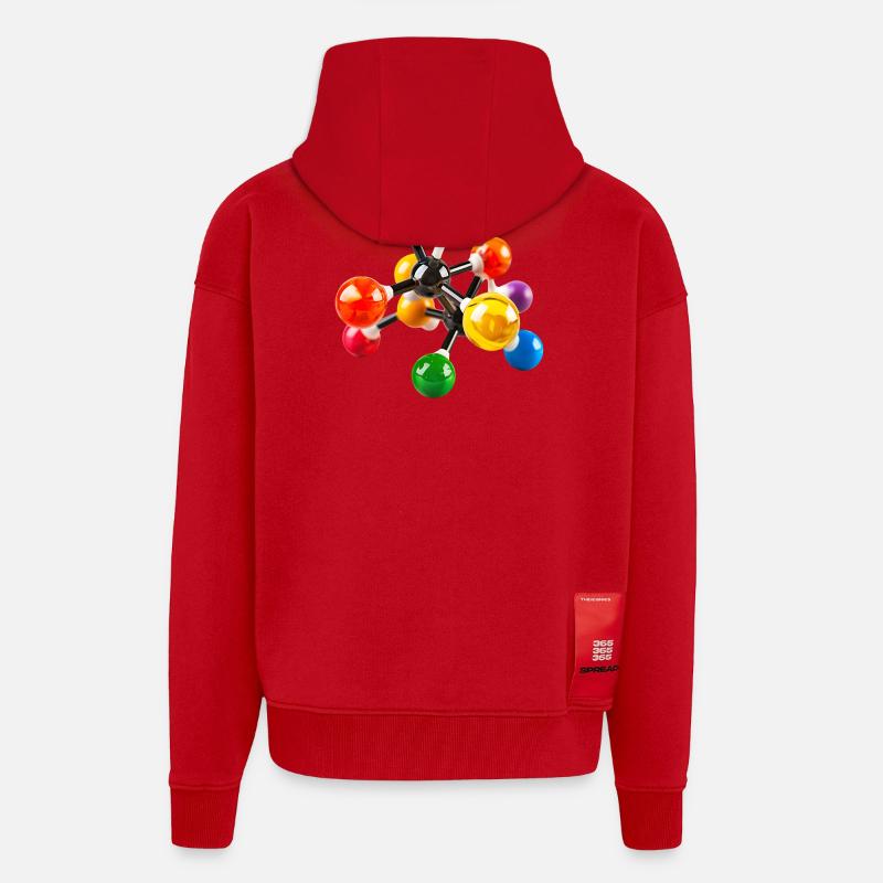 Bunte Molekülstruktur Muster - Zip Hoodie - made by SPREAD - Rot