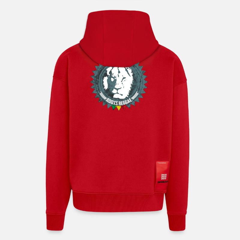 Rootsreggae Abzeichen Logo mit Löwe - Zip Hoodie - made by SPREAD - Rot
