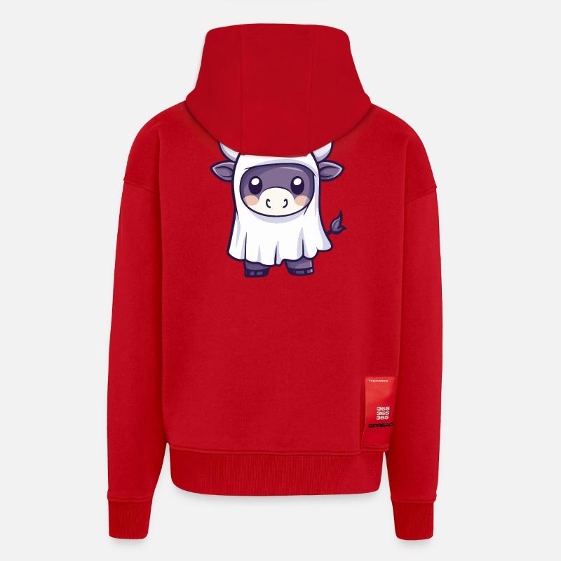 Bull Halloween Ghost - Zip Hoodie - made by SPREAD - red