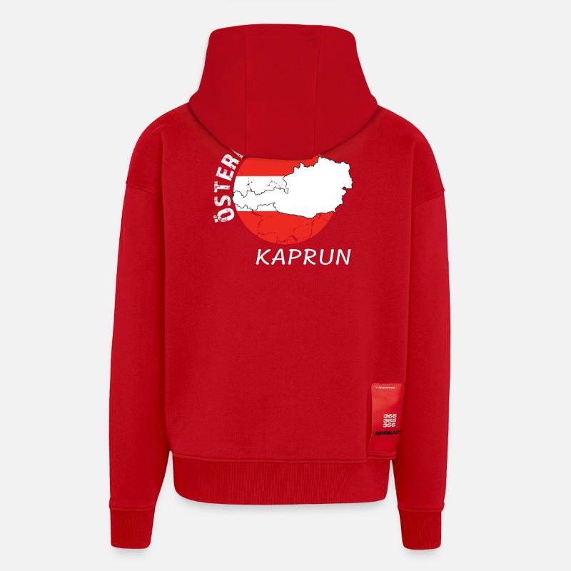 Kaprun - Veste à capuche bio épaisse oversize fabriqué en UE - rouge