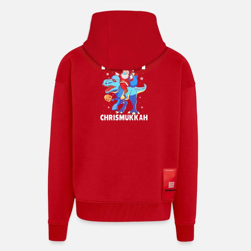 Hanoukka Hanoukka Hanoukka Noël - Veste à capuche bio épaisse oversize fabriqué en UE - rouge