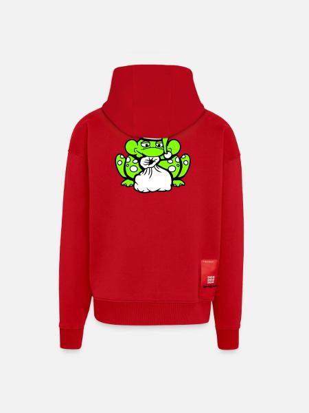 Frog Santa Claus Christmas Hat Gift - Zip Hoodie - made by SPREAD - red
