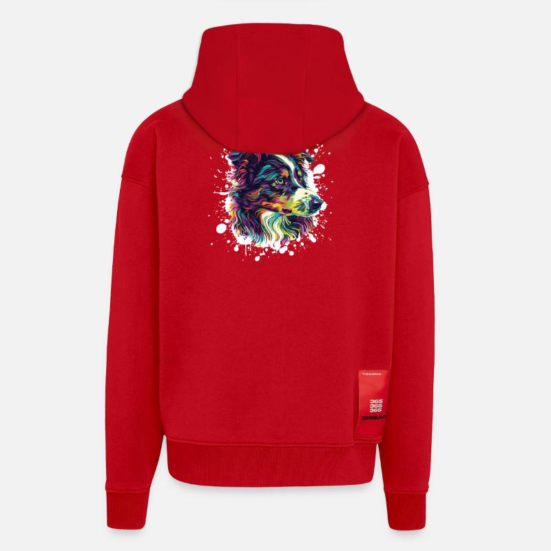 Farbexplosion Hundeporträt - Zip Hoodie - made by SPREAD - Rot