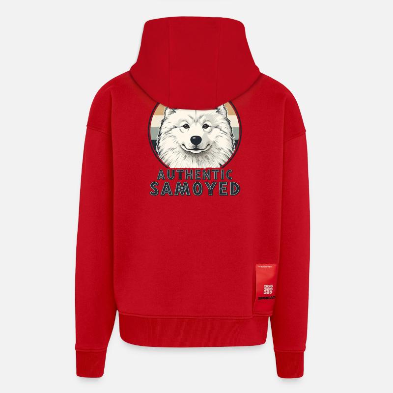 Authentic Samoyed Lächeln Retro Hund - Zip Hoodie - made by SPREAD - Rot