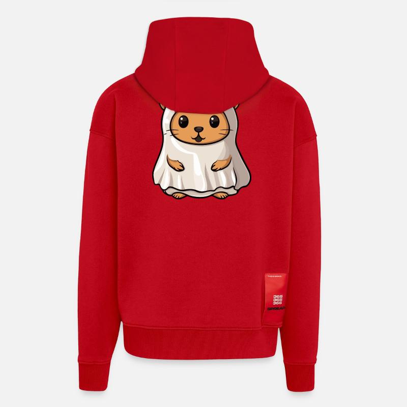 Beaver Halloween Ghost - Zip Hoodie - made by SPREAD - red