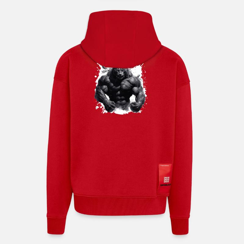 Leopard Muscles Bodybuilding Beast - Zip Hoodie - made by SPREAD - red