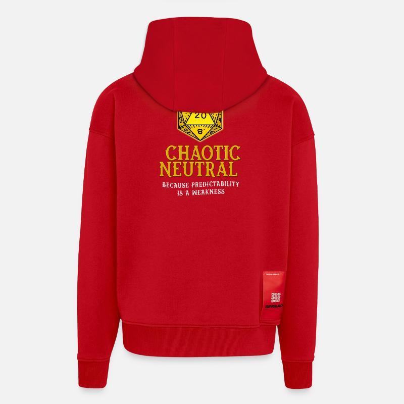 Dés neutres chaotiques - Veste à capuche bio épaisse oversize fabriqué en UE - rouge