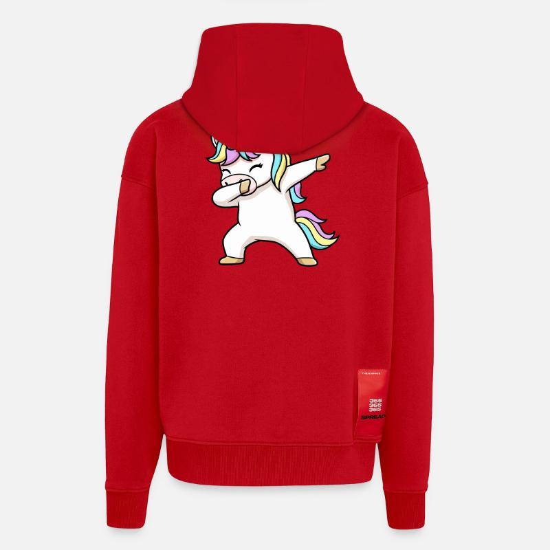 Buntes Einhorn in Dab Position  - Zip Hoodie - made by SPREAD - Rot