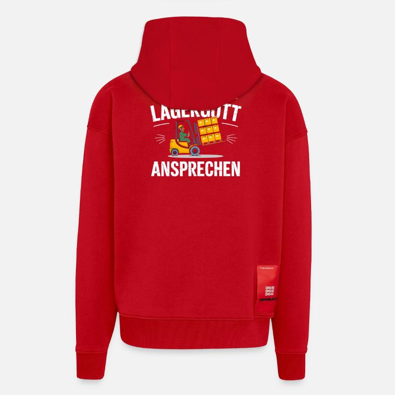  Nur Mit Lagergott Ansprechen Staplerfahrer - Zip Hoodie - made by SPREAD - Rot