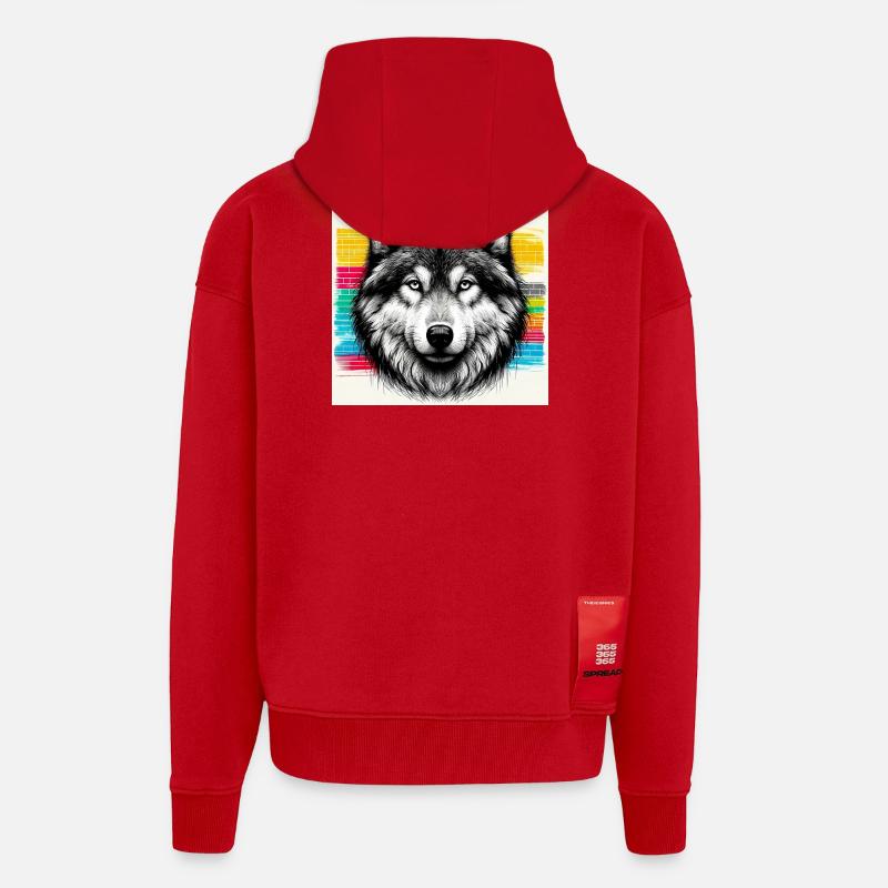 Loup - Veste à capuche bio épaisse oversize fabriqué en UE - rouge