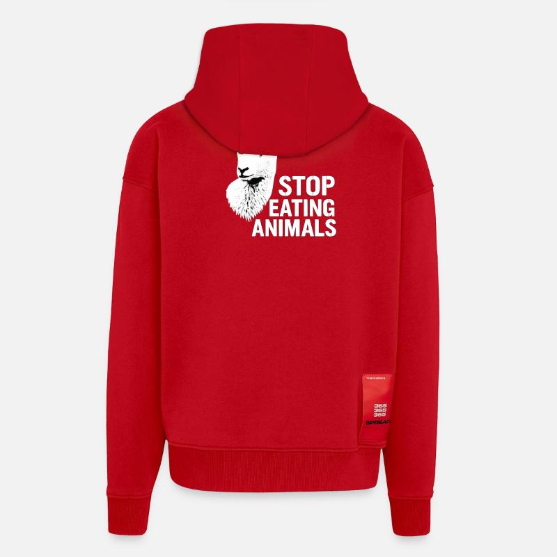Stop Eating Animals Vegane Botschaft - Zip Hoodie - made by SPREAD - Rot