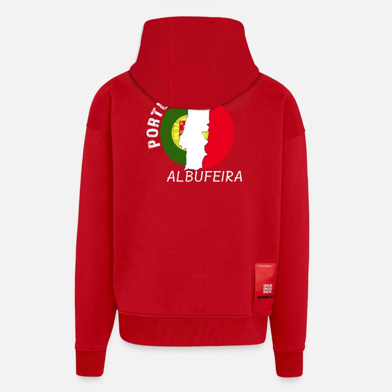 Albufeira - Veste à capuche bio épaisse oversize fabriqué en UE - rouge