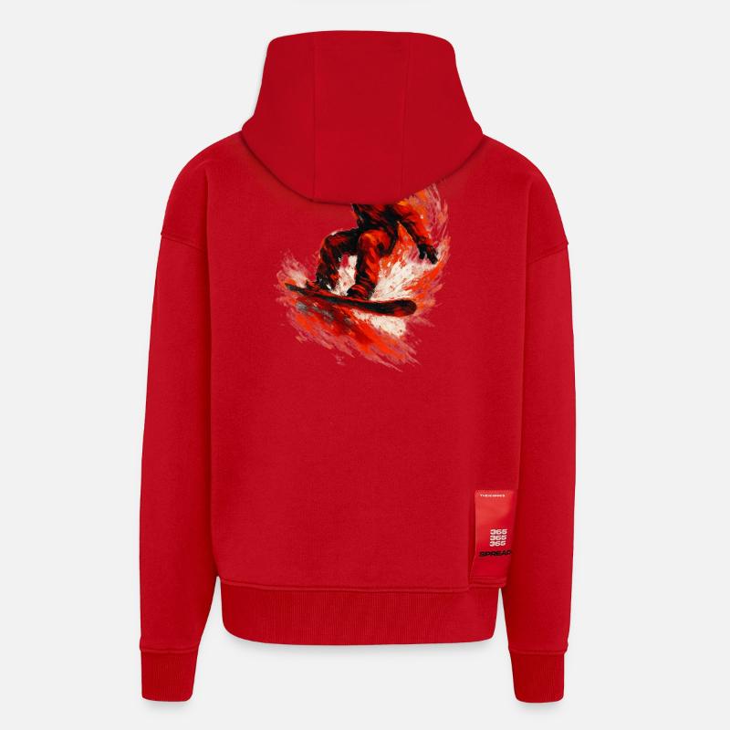 Snowboard | Snow | Snowboarder | Ski - Veste à capuche bio épaisse oversize fabriqué en UE - rouge