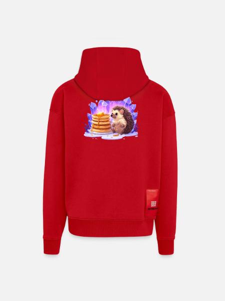 Hedgehog with pancakes and crystals - Zip Hoodie - made by SPREAD - red