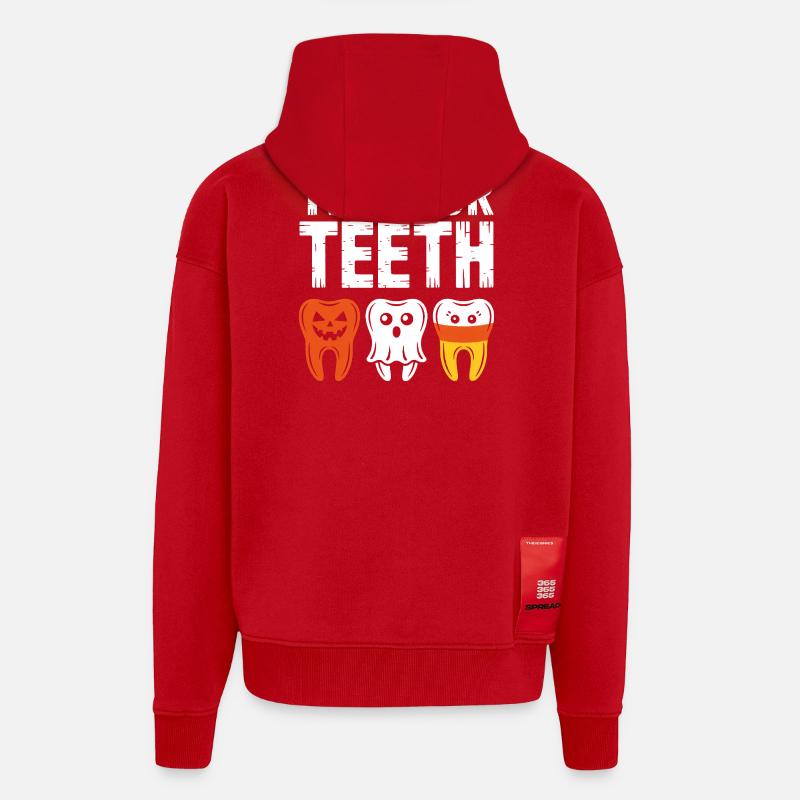 Trick oder Teeth Halloween-Trio - Zip Hoodie - made by SPREAD - Rot