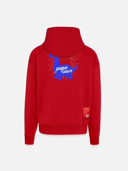 Papasaur T-Rex Dinosaure Paternité Daddysaure - Veste à capuche bio épaisse oversize fabriqué en UE - rouge