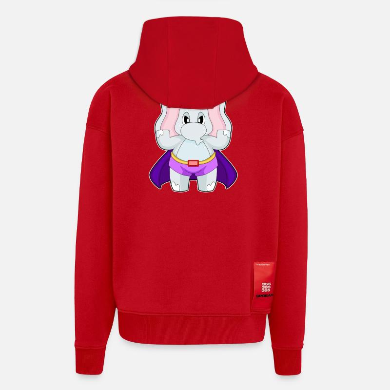 Cape de super-héros éléphant - Veste à capuche bio épaisse oversize fabriqué en UE - rouge