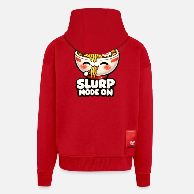 Mode Slurp sur Ramen Kawaii - Veste à capuche bio épaisse oversize fabriqué en UE - rouge