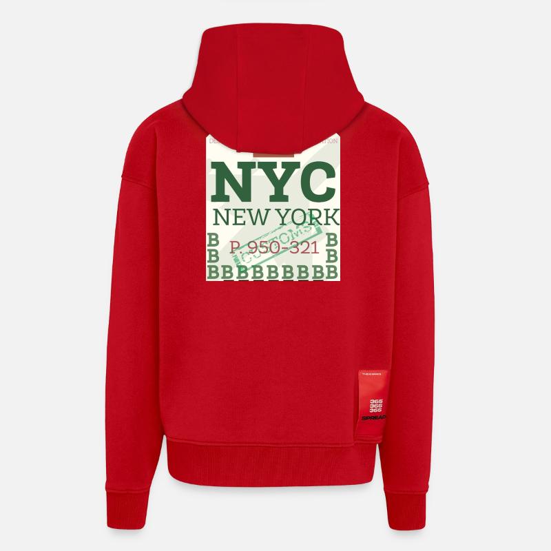 NYC Fetter Passstempel - Zip Hoodie - made by SPREAD - Rot