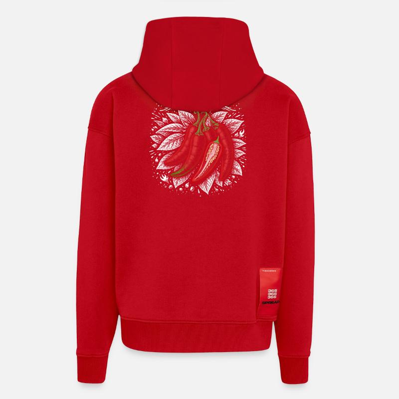 Pepperoni Burning Leaf Design - Zip Hoodie - made by SPREAD - red