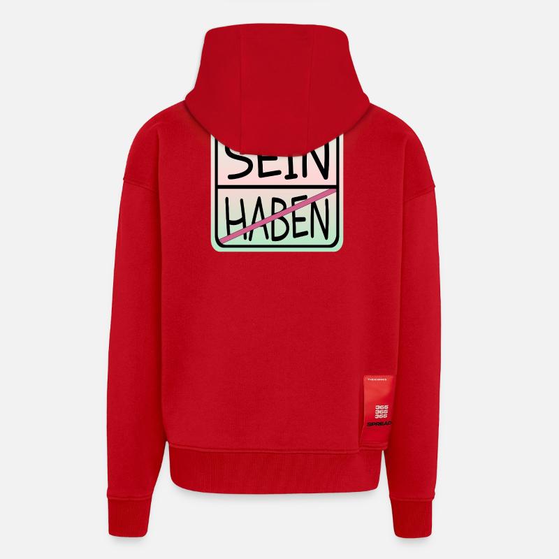 LA PLEINE CONSCIENCE EST - Veste à capuche bio épaisse oversize fabriqué en UE - rouge
