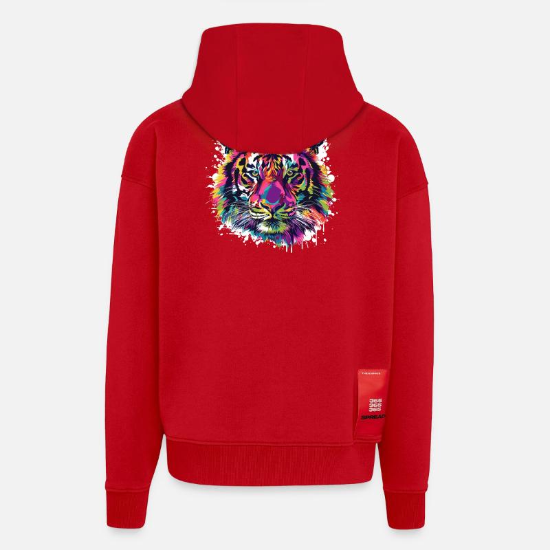Tiger Tier Farbklecks - Zip Hoodie - made by SPREAD - Rot