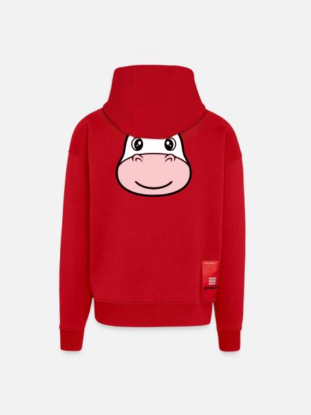 Hippopotamus Head Face Mask Smile - Zip Hoodie - made by SPREAD - red