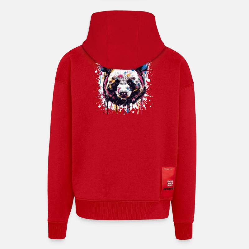 Panda Animal Panda Ours Panda - Veste à capuche bio épaisse oversize fabriqué en UE - rouge