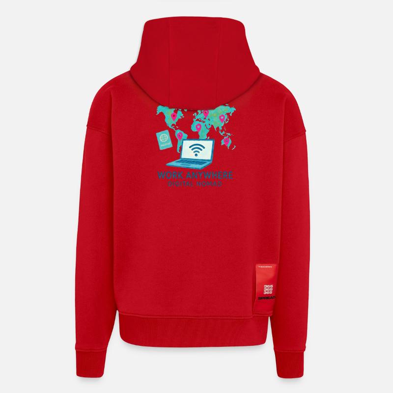 Telearbeit – Telearbeit – Voll-Fernarbeit - Zip Hoodie - made by SPREAD - Rot