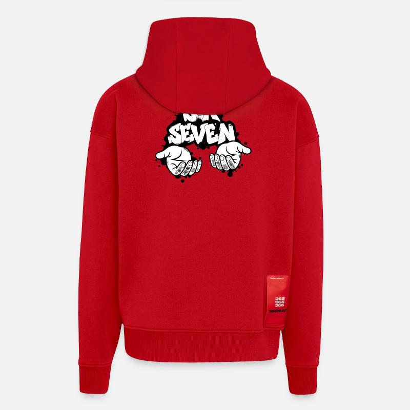 Sei Sette Graffiti - Felpa con cappuccio ecologica oversize Heavyweight Made in UE - rosso