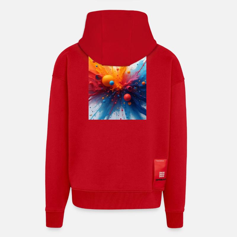 Abstrakte Farbexplosion - Zip Hoodie - made by SPREAD - Rot